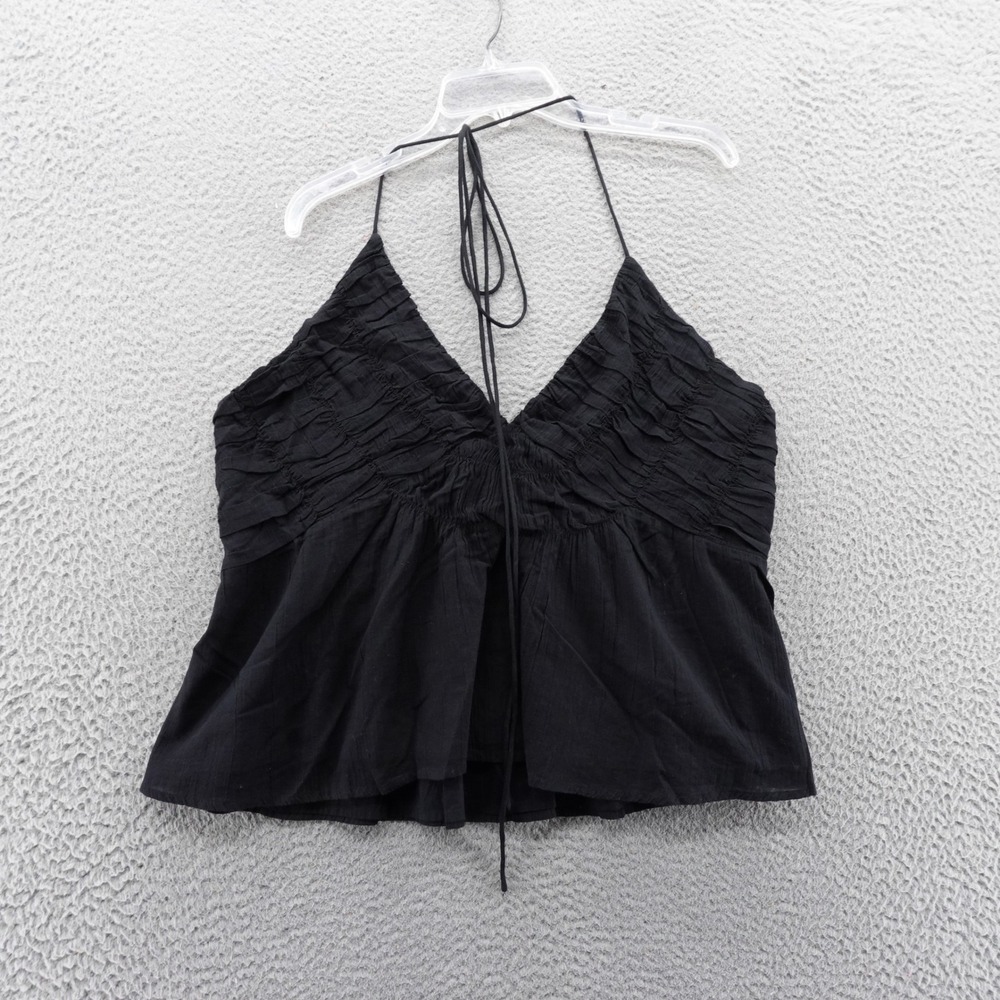 Treasure & Bond Black Smocked‎ Halter Neck Peplum Tank Top XL NEW